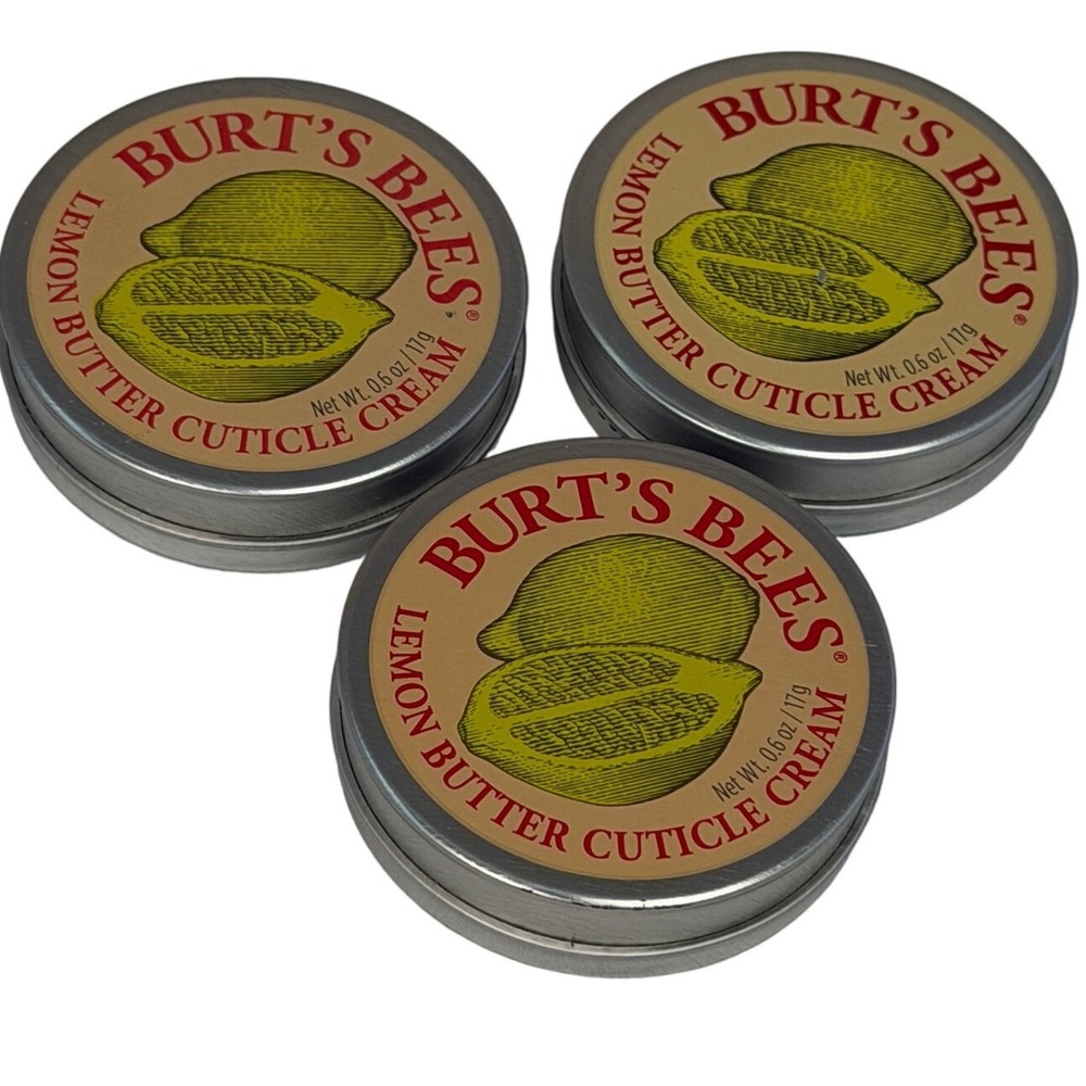 Burt's Bees Lemon Butter Cuticle Cream 0.6 oz Lot of 3 Natural Hand Nail Care